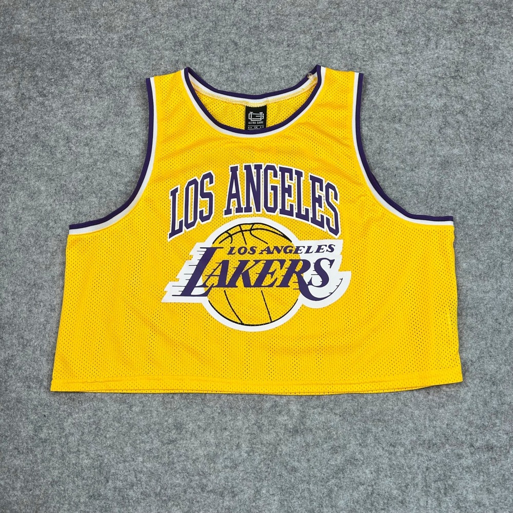 NWOT Ultra Game NBA Los Angeles Lakers Cropped Mesh Jersey Tank Yellow Womens 1X